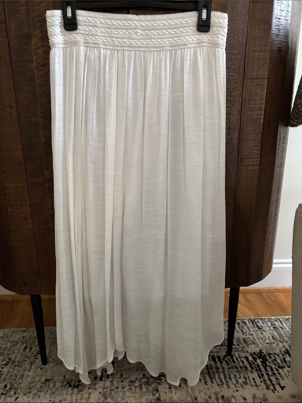 new directions Creamy White Maxi Skirt with Smocked Waist